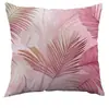 Fronha de Almofada Transfronteiriça Amazon Tk com Estampa de Folhas Rosas e Pena de Cisne para Escritório, Quarto, Sofá