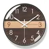 Grano de madera de nogal, reloj de pared digital tridimensional, estilo minimalista nórdico, reloj de cuarzo redondo, segundero de barrido silencioso, para uso doméstico, de pared