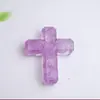 Adorno de Cruz de Cristal Natural Relleno de Resina Decoración de Escritorio Cruz de Yoga Epoxi con Piedra Triturada Hecho a Mano