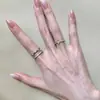 Anel Duplo de Íris Esmaltado para Mulheres, Design de Nicho Estilo Ins, Fashion, Vintage, Simples, Toque de Luxo, Anel de Presente
