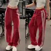Pantalones Casuales de Diseño Rayado Patchwork Peso Pesado Americano Otoño Nueva Llegada Moda Masculina Tendencia Versátil Cordón Pantalones Deportivos