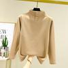 De Rong Botão Leão Dourado Manga Longa Fleece Dupla Face Autoaquecimento Top Sem Costura Plus Size Feminino Gola Alta Meia Camada Base