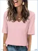 Camiseta de manga corta con cuello en V para mujer, europea y americana, 2026, de verano, color liso, holgada, casual, de media manga, ropa de mujer Amazon