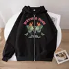 Moletom com Zíper Estampado de Notas Queimadas Casual Solto Jaqueta Cardigan