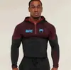 Camiseta con Capucha para Hombre de Fitness de Co-Marca UFC, Alta Elasticidad, Secado Rápido, Adelgazante, para Gimnasio, Entrenamiento de Levantamiento de Pesas y Carrera, Manga Larga