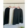 Camiseta Base de Felpa Gruesa tipo Toalla, Corte Holgado, Cuello Redondo Básico, Manga Larga para Mujer, Camiseta Base Holgada y Versátil, Top Sencillo