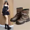 Botines Retro Rad de Suela Gruesa para Mujer, Nuevos Botines Martin de Mezclilla Marrón Otoño e Invierno 2026
