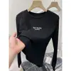 Camiseta de manga larga de algodón puro acanalado para mujer, moda ins versátil que rejuvenece, top blanco, camiseta básica, otoño 2026