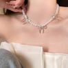 Colar de Pérolas com Laço Joias Femininas Corrente de Clavícula Doce Nicho de Luxo Leve de Alta Qualidade Colar Corrente com Senso de Design Elegante