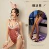 No es necesario quitarse el atuendo de terciopelo de conejita, Lindo uniforme sexy de encaje, Ropa interior sexy de talla grande, Traje hueco de tentación