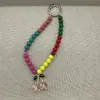 Llavero de Cereza con Cuentas de Color Dopamina, Delicado Colgante de Fruta para Niñas, Encanto para Mochila de Estudiante, Cadena para Teléfono