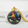 Reloj de Bolsillo Dorado Estilo Chino Doce Animales Zodiacales Colgante Tapa abatible Regalo para Estudiante Patrón Personalizable Reloj de Cuarzo Al por Mayor