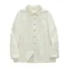Camisa Blanca de Manga Larga con Bolsillo de Encaje de Corazón y Jacquard de Libélula Estilo Japonés Otoño 2025 para Mujer Casual Delgado