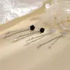 Aretes de Borla de Flor de Camelia Negra, Aretes Largos Estilo Coreano Que Te Hacen Ver Más Delgada, Hilo para Oreja de Perla con Flor de Rosa Transparente de Colores
