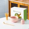 Tigela de Matcha Transfronteiriça com Bico, Conjunto Japonês de Matcha em Cerâmica em Formato de Coração Caixa de Presente, Conjunto de Chá Estilo Ins, Suporte de Chá Japonês