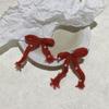 Nuevos pendientes de punto rojo con lazo para otoño e invierno, pendientes de lana femeninos