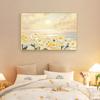 Pintura decorativa de dormitorio de estilo nórdico, estilo crema, amanecer, paisaje marino, cuadro colgante para mesita de noche, sala de estar, dormitorio principal, fondo de la habitación, pintura mural