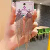 Brincos de Corrente Longa com Garras Exageradas Elegantes de Prata S925 com Strass para Mulheres Brincos com Franjas de Diamante Colorido Europeus e Americanos Brincos da Moda