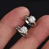 Aretes Círculo de Cuatro Garras de Moissanita de Plata S925 para Mujer, Suministro Directo de Fábrica, Joyería Brillante de Lujo Ligero para el Día a Día