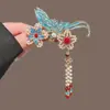 Pasador de Pelo con Borla de Campana de Diamante Azul para Mujer, Accesorio de Pelo Exquisito de Gama Alta, Pinza Lateral, Pasador de Pelo, Pinza BB Lateral de Estilo Antiguo