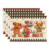 Sousplats de Natal Transfronteiriços Europeus e Americanos Decoração de Natal Sousplats de Mesa Árvore de Natal Rena Floco de Neve Papai Noel