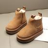 Botas de nieve de invierno 2024 para niños, zapatos grandes de algodón para bebés, botas cortas para niños pequeños, botas gruesas y cálidas con forro polar para niñas
