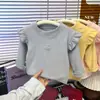 Nueva camiseta de manga larga para niños, capa base estilo coreano para niñas otoño/invierno, ropa cálida de primavera para niños, venta al por mayor, top de artículo individual