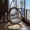 Cadeira balanço de cesta suspensa em rattan para interior e exterior com almofada macia e espessa, adequada para varandas de casa, cadeira de balanço preguiçosa para lazer