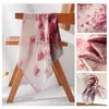 Lenço de Seda Presente para Mãe, Lenço de Pescoço com Estampa de Rosa Rosa, Lenço Decorativo Elegante de Luxo Leve