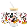 Mickey Mouse Transfer UV DTF Cristal Transparente Copo de Vidro com Adesivo 16oz Especial À Prova d'Água Resistente a Arranhões Atacado Transfronteiriço