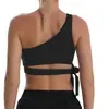 Elegante sujetador deportivo, sujetador de yoga con lazo de un hombro a prueba de impactos, ropa de yoga con tiras para fitness, camiseta sin mangas deportiva para mujer