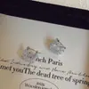 Pendientes retro únicos, pequeños y exquisitos con diseño cuadrado de circonitas y hebilla para la oreja, elegantes, ligeros y de lujo, estilo frío.