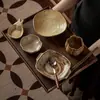 Cerámica rústica wabi-sabi juego de comedor individual vajilla de cerámica para el hogar platos de mesa platos de restaurante tazones de arroz de doble asa platos al por mayor