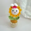 Conejo de Ganchillo Hecho a Mano, Planta en Maceta de Girasol, Bonsái de Flor Artificial Tejido con Hilo, Decoración de Escritorio, Regalo para Casa Nueva al por Mayor