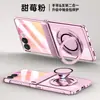 Aplicable a Funda para Teléfono Samsung ZFlip8 Soporte Magnético Giratorio Correa Redonda para Mano Transparente Galvanizada Anti-caídas Protección de Cobertura Total