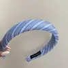 Touca Listrada Azul Sal Marinho Novo Tecido Sarja de Bolinhas Pequenas Faixa de Cabelo com Esponja Presilha de Cabelo Pressionada Moda Faixa de Cabelo