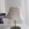Sombrero de Pescador Delgado de Punto Hueco para Mujer, Viajes al Aire Libre de Primavera y Verano, Sombrero de Sol Plegable, Versátil, Sombrero de Cubo Adelgazante
