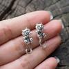 Pendientes de Plata Retro Gatito Cruzados para Mujer Moda Europea y Americana Estilo Étnico Creativo Pendientes de Temperamento Borla Estilo Retro