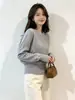 Suéter de punto grueso de color liso estilo coreano con trenzas para mujer, nuevo para otoño e invierno, ajuste ceñido, cuello redondo, manga larga, jersey base