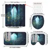 Cortina de Chuveiro Fantasma de Halloween Tapete de Banheiro Conjunto de Quatro Peças Série 3 Banheiro Divisória de Separação Seca e Úmida Cortina de Chuveiro Cortina de Chuveiro à Prova d'Água