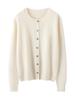 Novo Cardigan de Malha Cashmere Gola Redonda Outono/Inverno 2025 Manga Longa Cor Lisa Solto Versátil Suéter de Cashmere para Mulheres