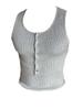 Chaleco de Punto Decorativo con Botones de Canalé de Lujo Ligero para Hombre, Ajustado, Elástico, Base, Sin Mangas, Sexy, Fitness, Cuello U, Camiseta