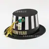 Sombrero de Copa con Polvo Dorado Estampado con Feliz Año Nuevo Sombrero de Plástico PVC de Moda Especial para Fiesta de Año Nuevo Logo Imprimible
