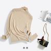 Camisola Feminina de Lã Merino Fina 60 Fios Lavável à Máquina, Gola Alta Dobrada Ultrafina, Camada Base para Outono e Inverno