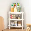 Estante de almacenamiento de tres capas para escritorio de hogar, estante de almacenamiento para encimera de cocina, estante de almacenamiento para esquina de baño y acabado de cosméticos.