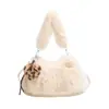 2026 Nova Bolsa de Bolinho Fofa de Grande Capacidade Peluda Bolsa de Pelúcia Fofa de Nicho Bolsa de Ombro Único Manual Transversal Feminina