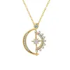 Colar de Prata de Lei S925 Coração do Sol e da Lua Feminino Venda Quente Transfronteiriça Luxo Leve Pingente Rotativo Corrente de Clavícula de Luxo Leve High-end