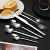 Juego de Cubiertos Engrosado de Acero Inoxidable 304 Transfronterizo para Uso Doméstico, Cuchillo para Filete Estilo Occidental, Tenedor, Cuchara, Tenedor de Postre, Cuchara de Postre