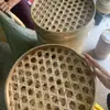 Criba redonda de bambú con agujeros para secado doméstico de productos secos, estante de bambú para restaurante de hot pot para colocar platos, criba redonda hueca de bambú sin agujeros