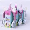 Venta al por mayor de fábrica nuevo transfronterizo multicolor orejas de gato unicornio auriculares Dibujos animados Dibujos animados auriculares de regalo para niños